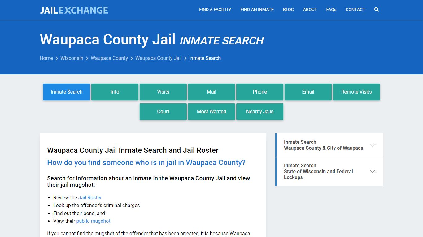 Inmate Search: Roster & Mugshots - Waupaca County Jail, WI